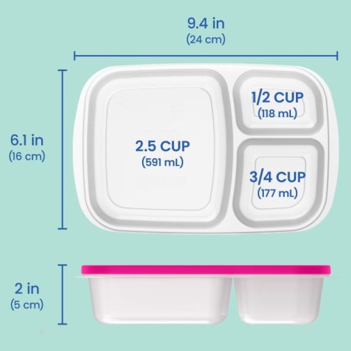 Bentgo Easyboxes 3-Compartment 8-Piece Set Food Containers UK | Bentgo UK 3617-QEBHW - Image 5