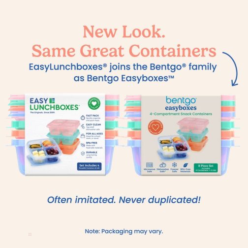 Bentgo Snack Container UK - Bentgo Easyboxes 4-Compartment 8-Piece Set UK 9634-RZTKB - Image 4