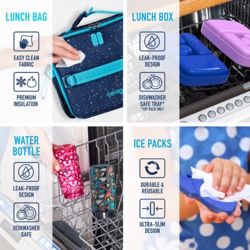 Bentgo Kids Prints Lunch 5-Piece Set with Ice Packs Kids Lunch Set UK | Bentgo UK 1653-BWOEC - Image 4