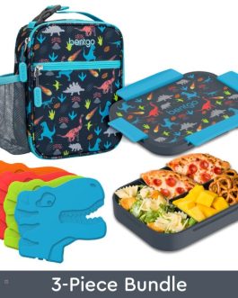 Bentgo UK – Bentgo Kids Snap & Go Lunch Box, Insulated Lunch Tote, & Ice Packs Kids Lunch Set UK 2501-SHPBK