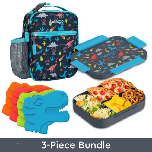 Bentgo UK - Bentgo Kids Snap & Go Lunch Box, Insulated Lunch Tote, & Ice Packs Kids Lunch Set UK 2501-SHPBK