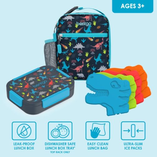Bentgo UK - Bentgo Kids Snap & Go Lunch Box, Insulated Lunch Tote, & Ice Packs Kids Lunch Set UK 2501-SHPBK - Image 2