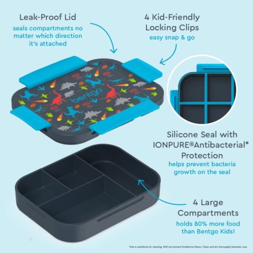 Bentgo UK - Bentgo Kids Snap & Go Lunch Box, Insulated Lunch Tote, & Ice Packs Kids Lunch Set UK 2501-SHPBK - Image 4