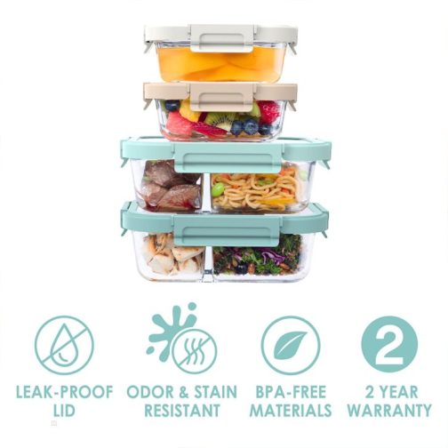 Bentgo Meal Prep Containers UK - Bentgo Glass Leak-Proof Meal Prep Set (8pc) UK 0318-UBITO - Image 3