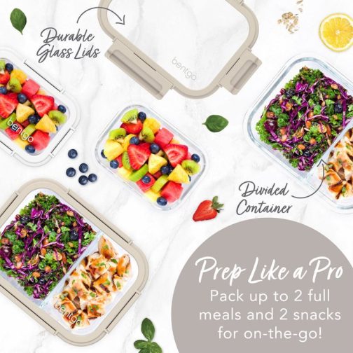 Bentgo Meal Prep Containers UK - Bentgo Glass Leak-Proof Meal Prep Set (8pc) UK 8945-FIMTV - Image 2