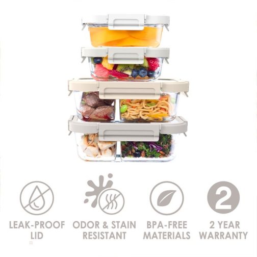 Bentgo Meal Prep Containers UK - Bentgo Glass Leak-Proof Meal Prep Set (8pc) UK 8945-FIMTV - Image 3