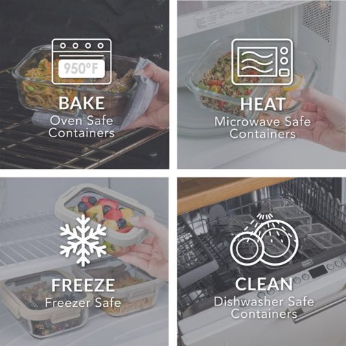 Bentgo Meal Prep Containers UK - Bentgo Glass Leak-Proof Meal Prep Set (8pc) UK 8945-FIMTV - Image 4