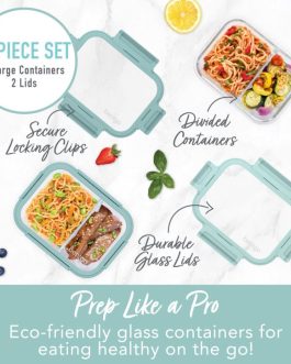 Bentgo Glass Leak-Proof Meal Prep Set (4pc) Meal Prep Containers UK | Bentgo UK 9573-ENJOB